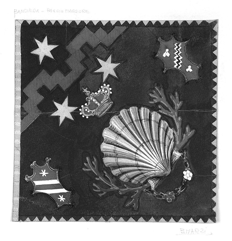 bandiera della contrada del Nicchio (disegno) di Marzi Bruno (sec. XX)