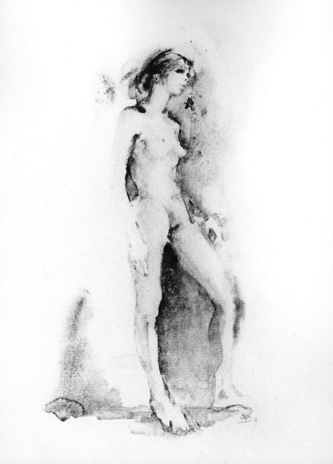 nudo femminile in piedi (disegno, opera isolata) di Nardi Piero (ultimo quarto sec. XX)
