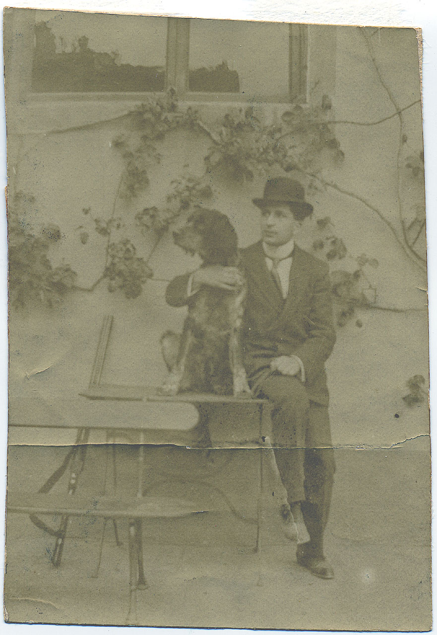 Uomo - con cane (positivo) di Anonimo (attr) (XIX/ XX)