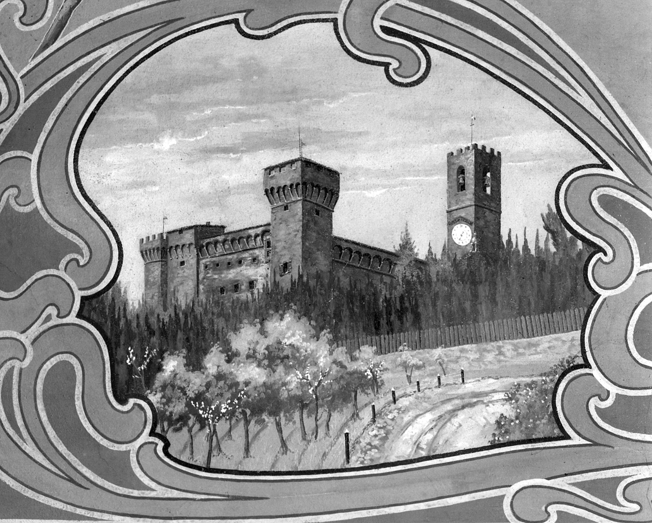 vedute del Monastero di Passignano (decorazione pittorica, complesso decorativo) - ambito toscano (prima metà sec. XX)