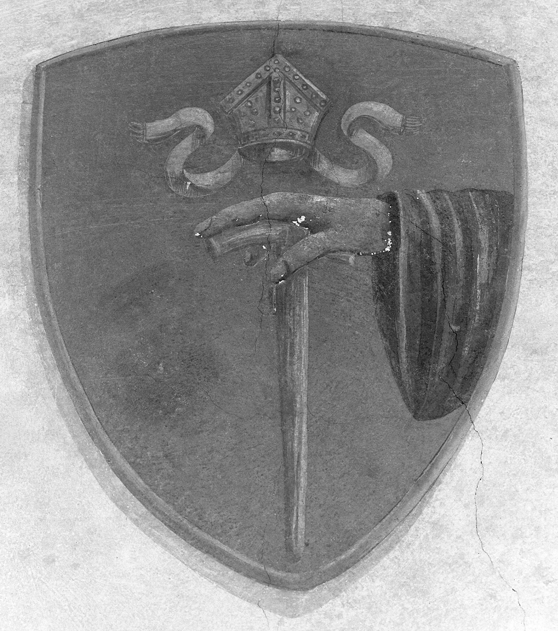 putto con stemma dell'Ordine vallombrosano (dipinto) - ambito toscano (ultimo quarto sec. XIX)