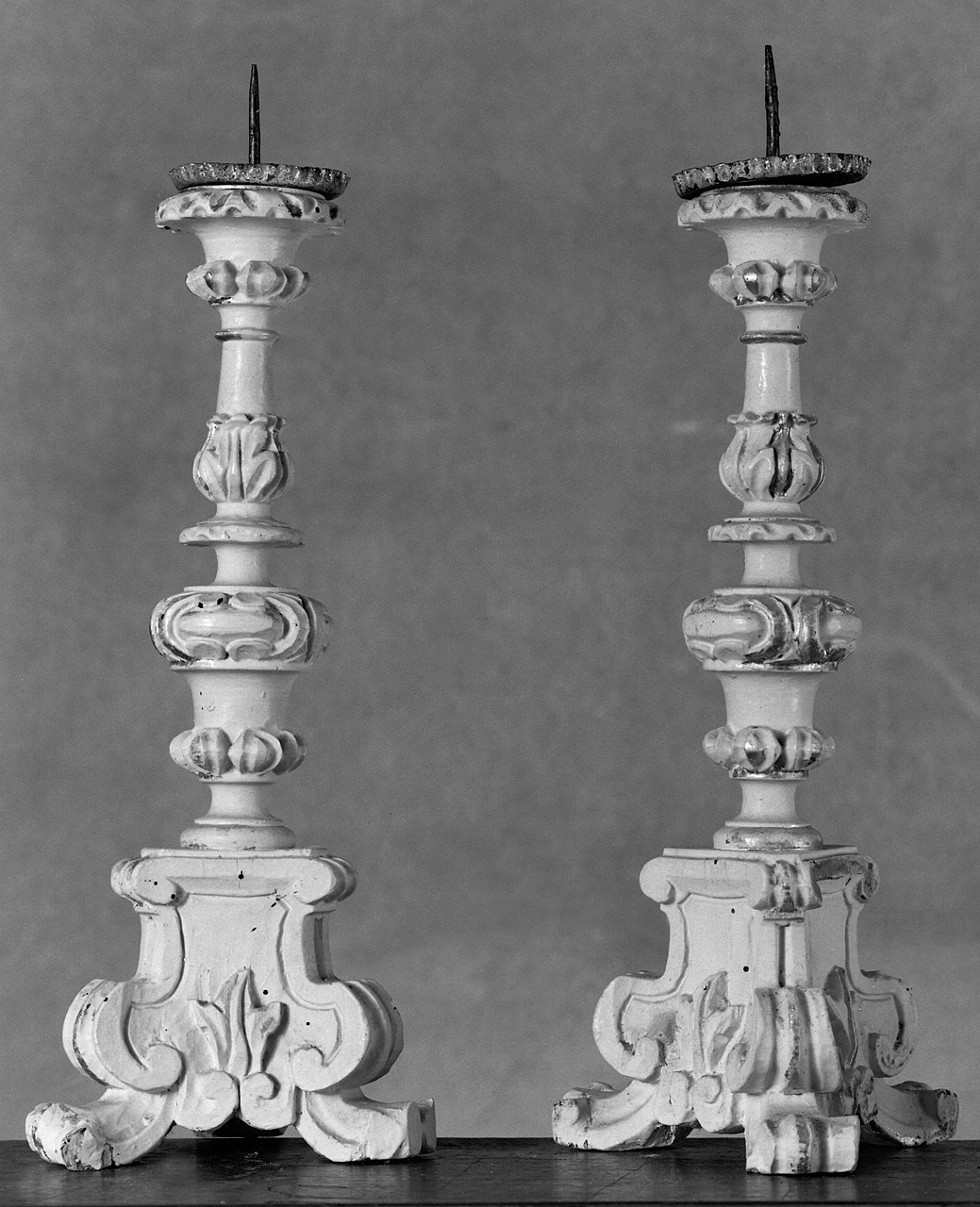 candeliere d'altare, serie - bottega toscana (seconda metà sec. XVIII)