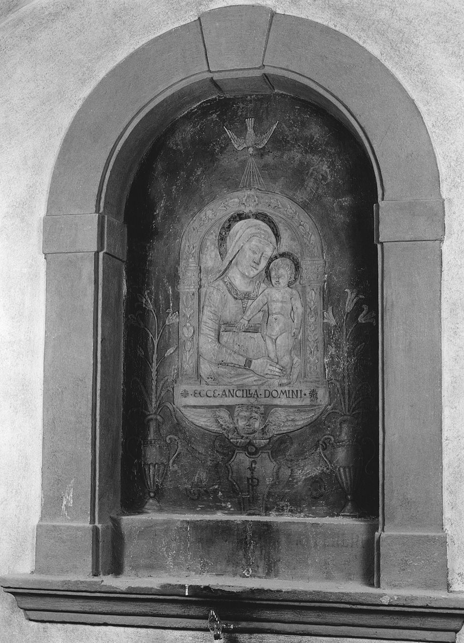 colomba dello Spirito Santo e vasi con gigli (dipinto) - ambito fiorentino (seconda metà sec. XV)