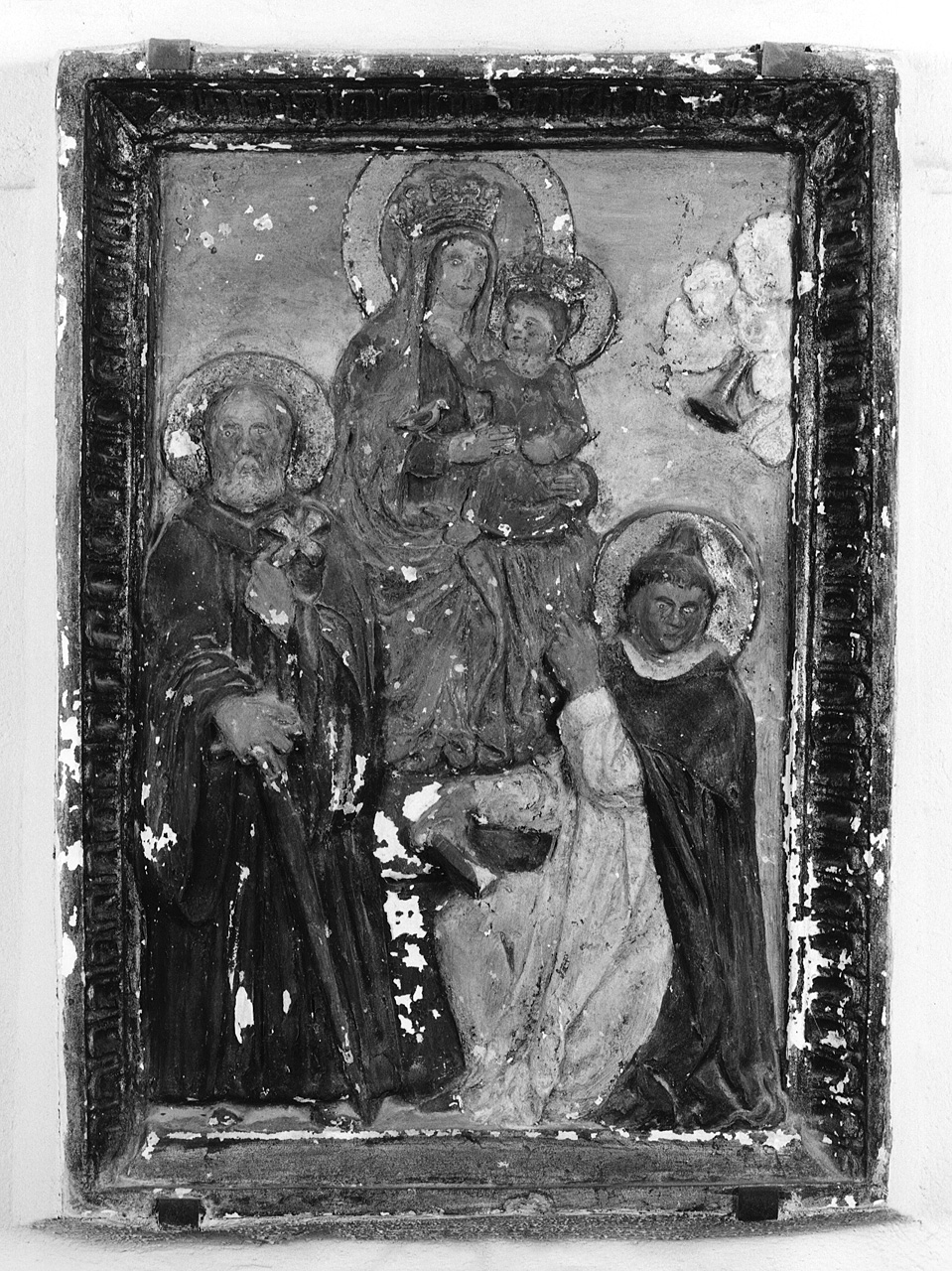 Madonna di Montenero tra San Giovanni Gualberto e San Vincenzo Ferreri (rilievo) - bottega toscana (fine/inizio secc. XVIII/ XIX)