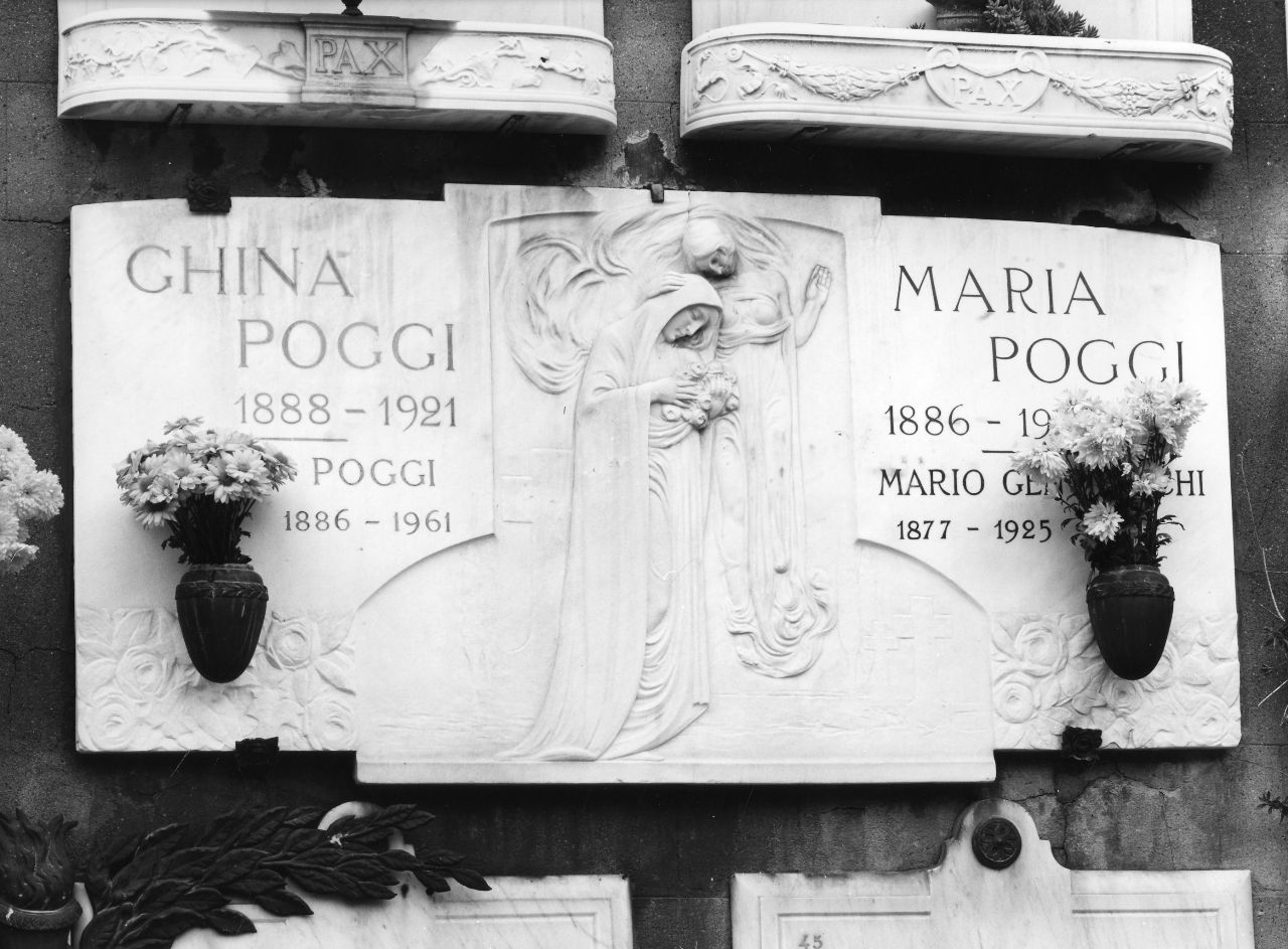 figura femminile con angelo (monumento funebre) - ambito toscano (sec. XX)