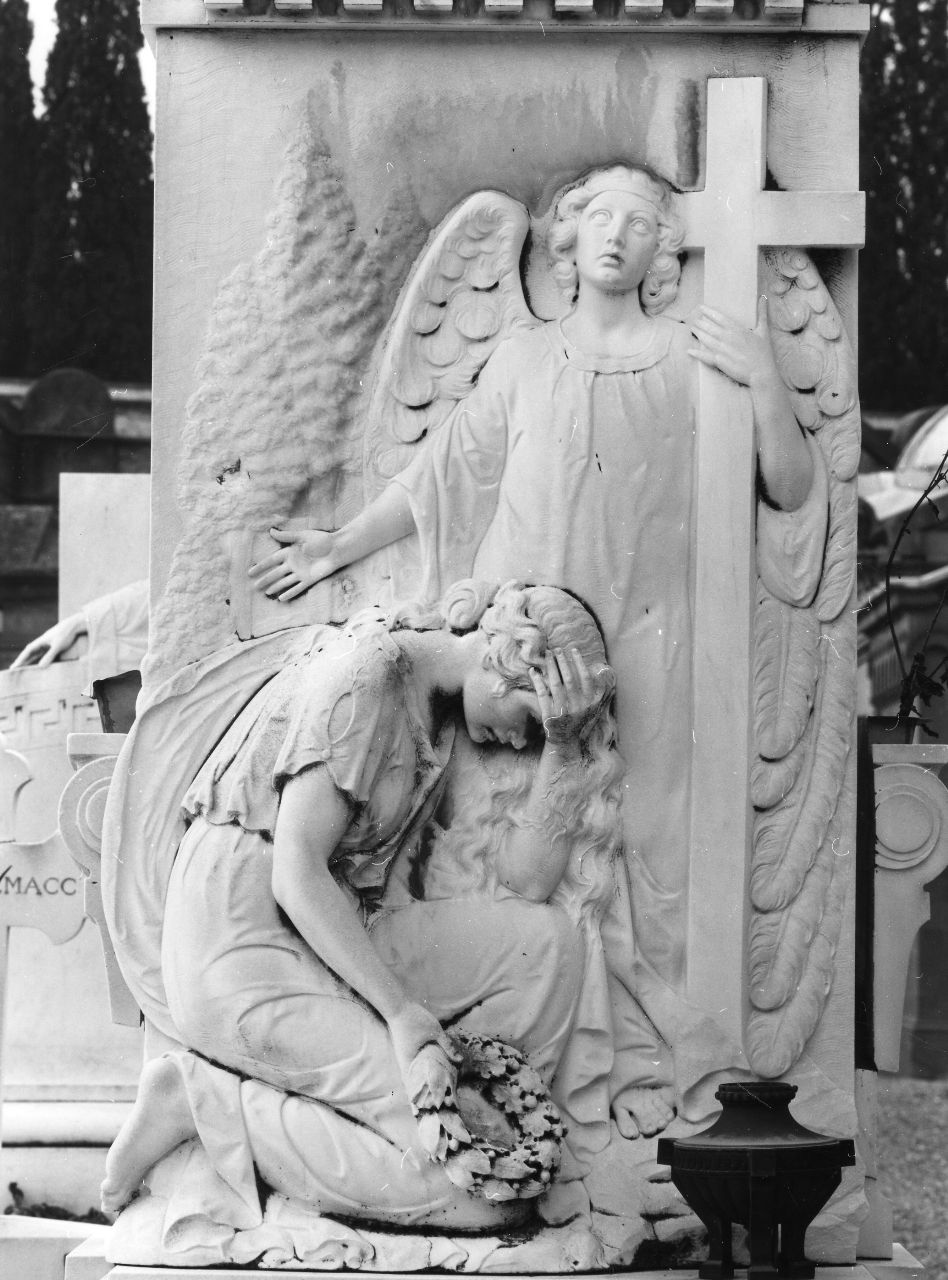 figura femminile dolente ed angelo (monumento funebre) - ambito toscano (sec. XX)