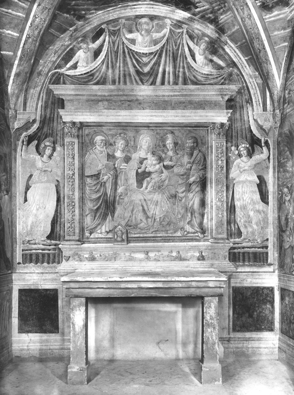 Madonna in trono e Santi (dipinto, elemento d'insieme) di Gozzoli Benozzo (e aiuti) (sec. XV)