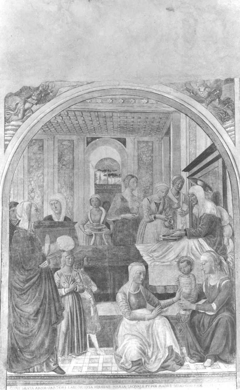 nascita di Maria Vergine (dipinto, elemento d'insieme) di Gozzoli Benozzo (e aiuti) (sec. XV)