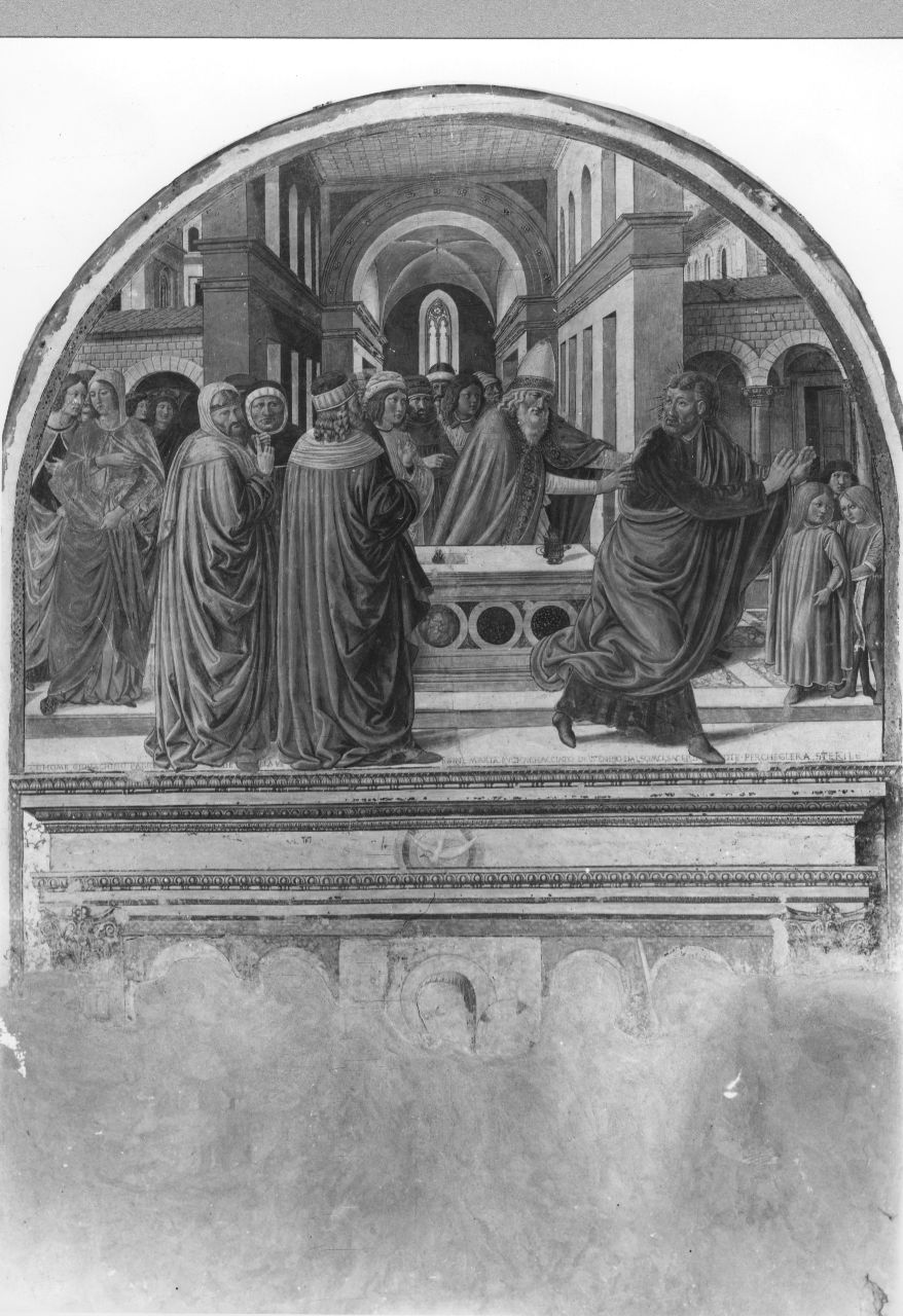 San Gioacchino cacciato dal tempio (dipinto, elemento d'insieme) di Gozzoli Benozzo (e aiuti) (sec. XV)