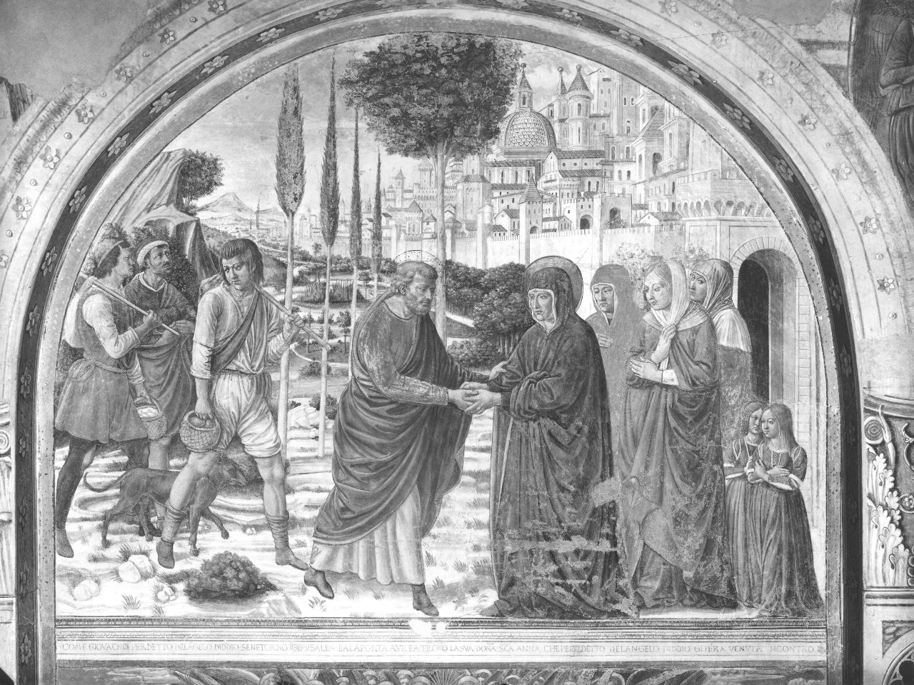 incontro di Sant'Anna e San Gioacchino alla porta aurea (dipinto, elemento d'insieme) di Gozzoli Benozzo (e aiuti) (sec. XV)
