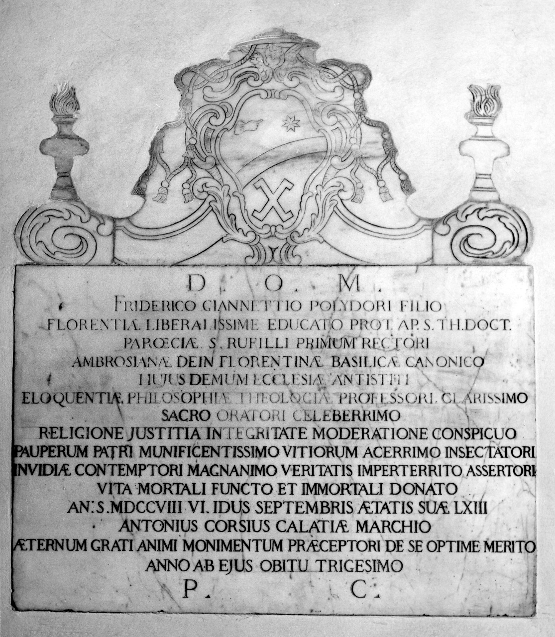 lapide tombale - produzione fiorentina (sec. XVIII)