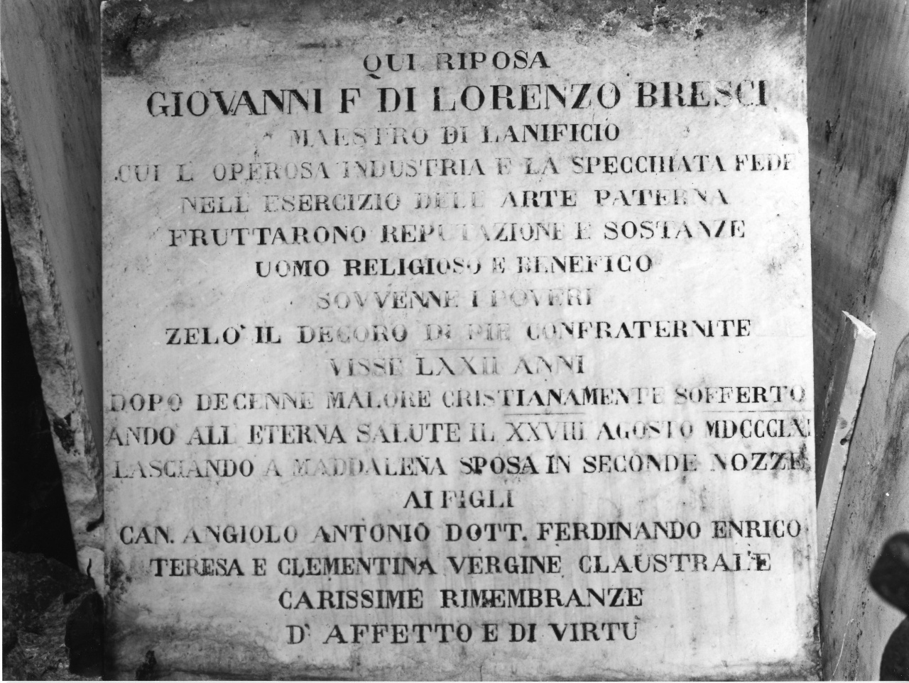 lapide - bottega toscana (sec. XIX)