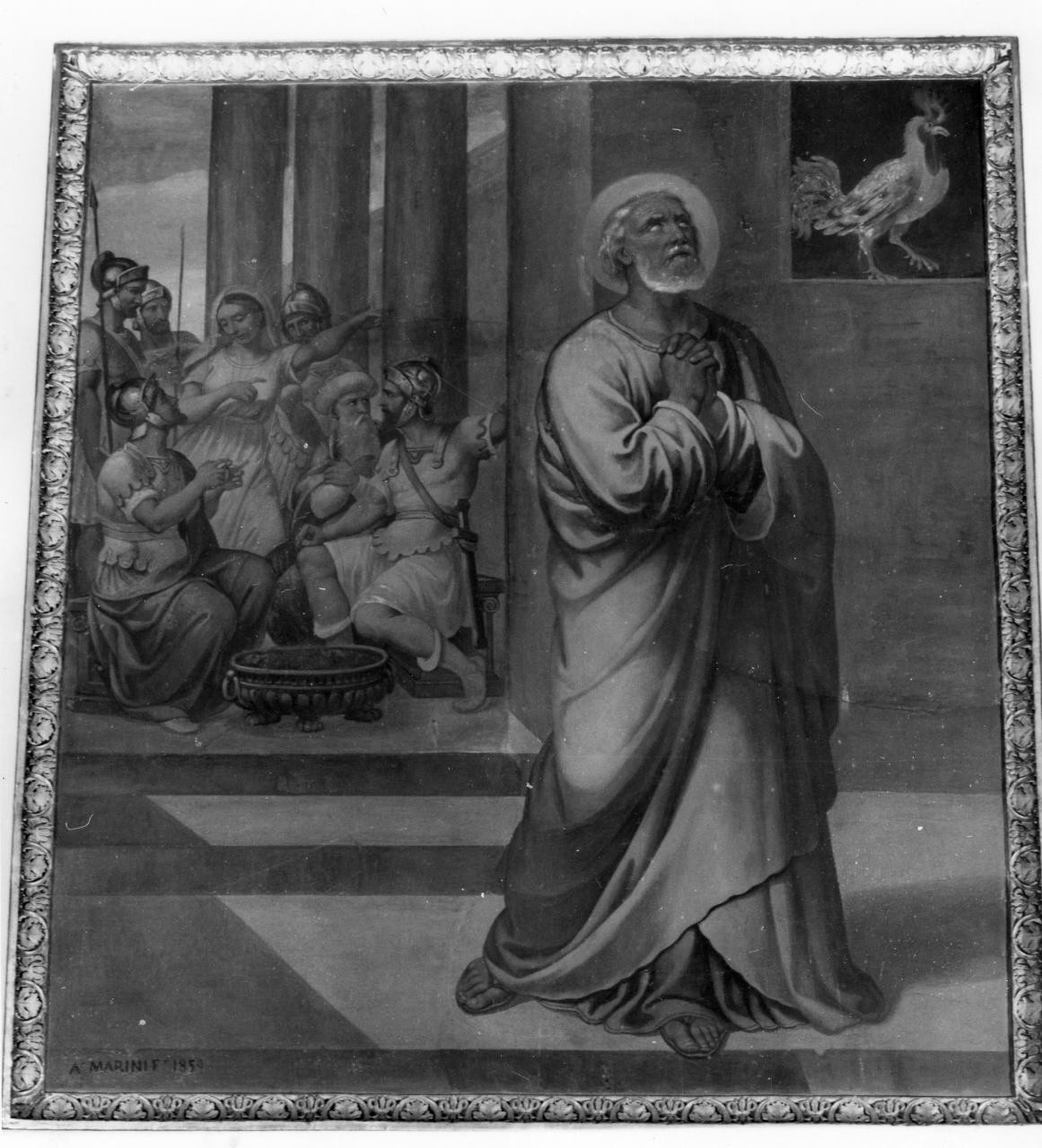 Pietro rinnega Cristo, negazione di San Pietro (dipinto) di Marini Antonio (sec. XIX)