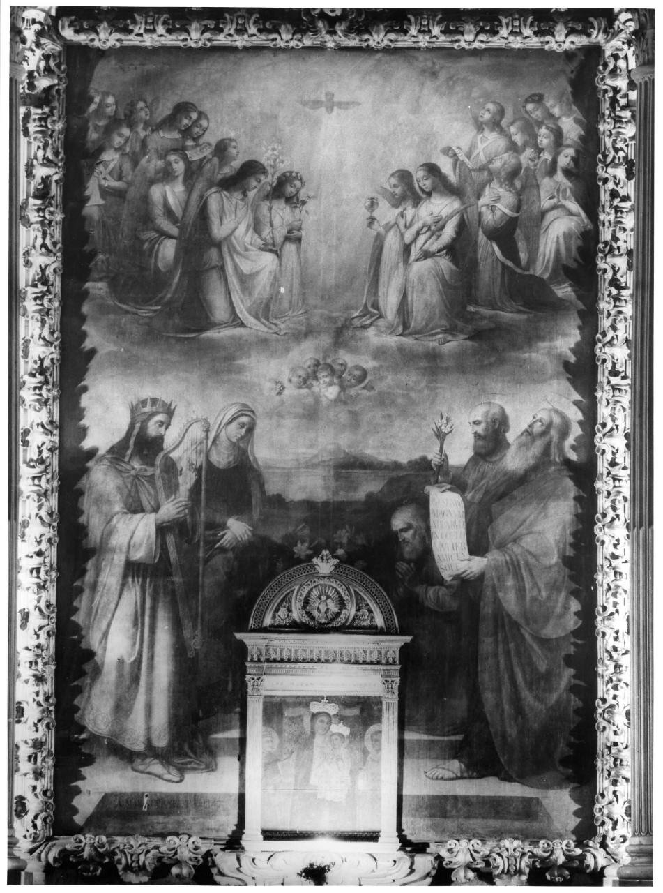 San Giovanni, San Giuseppe, San Giovacchino, Sant'Anna e David (dipinto) di Marini Antonio (sec. XIX)