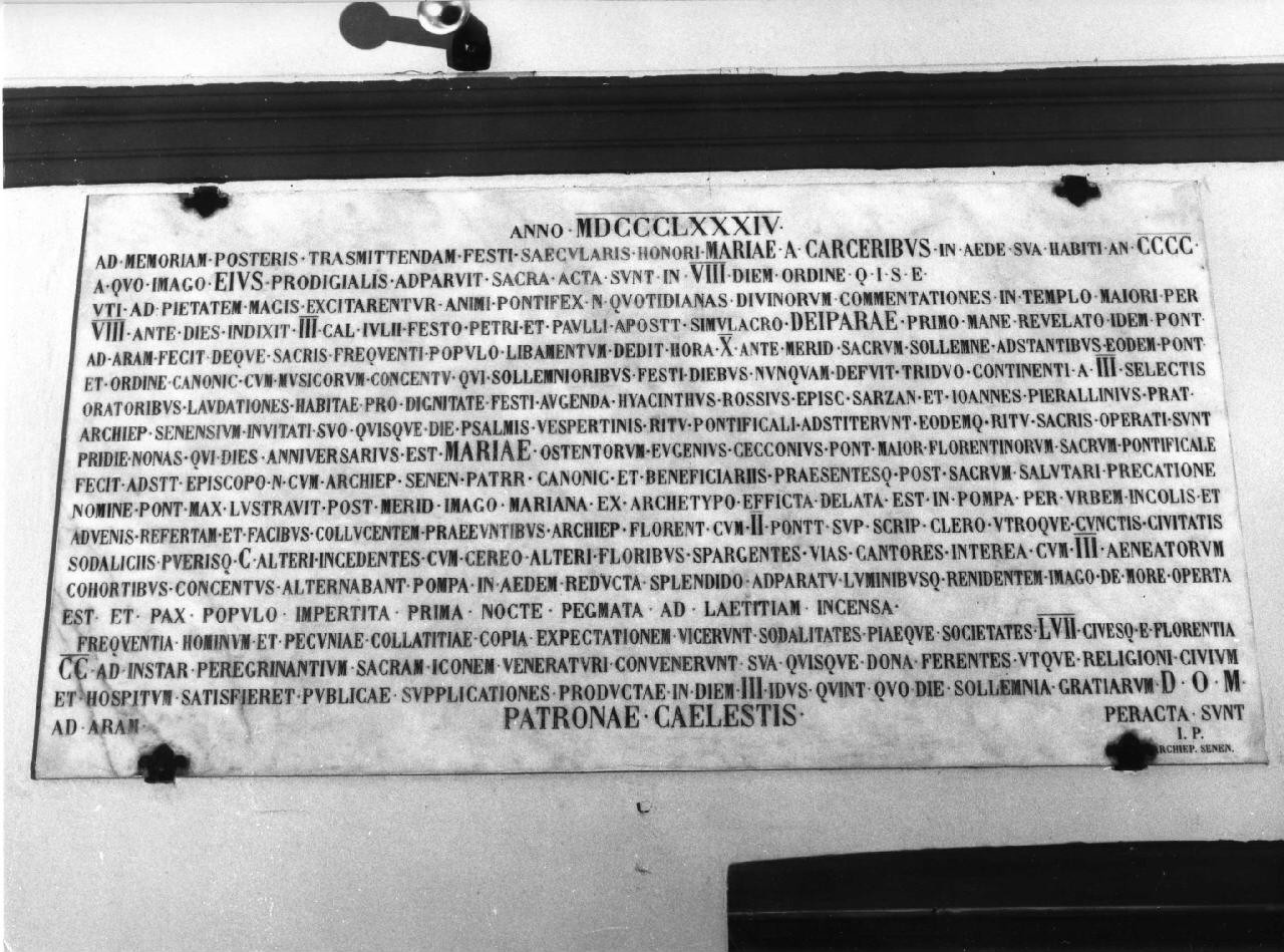 lapide commemorativa - bottega toscana (sec. XIX)