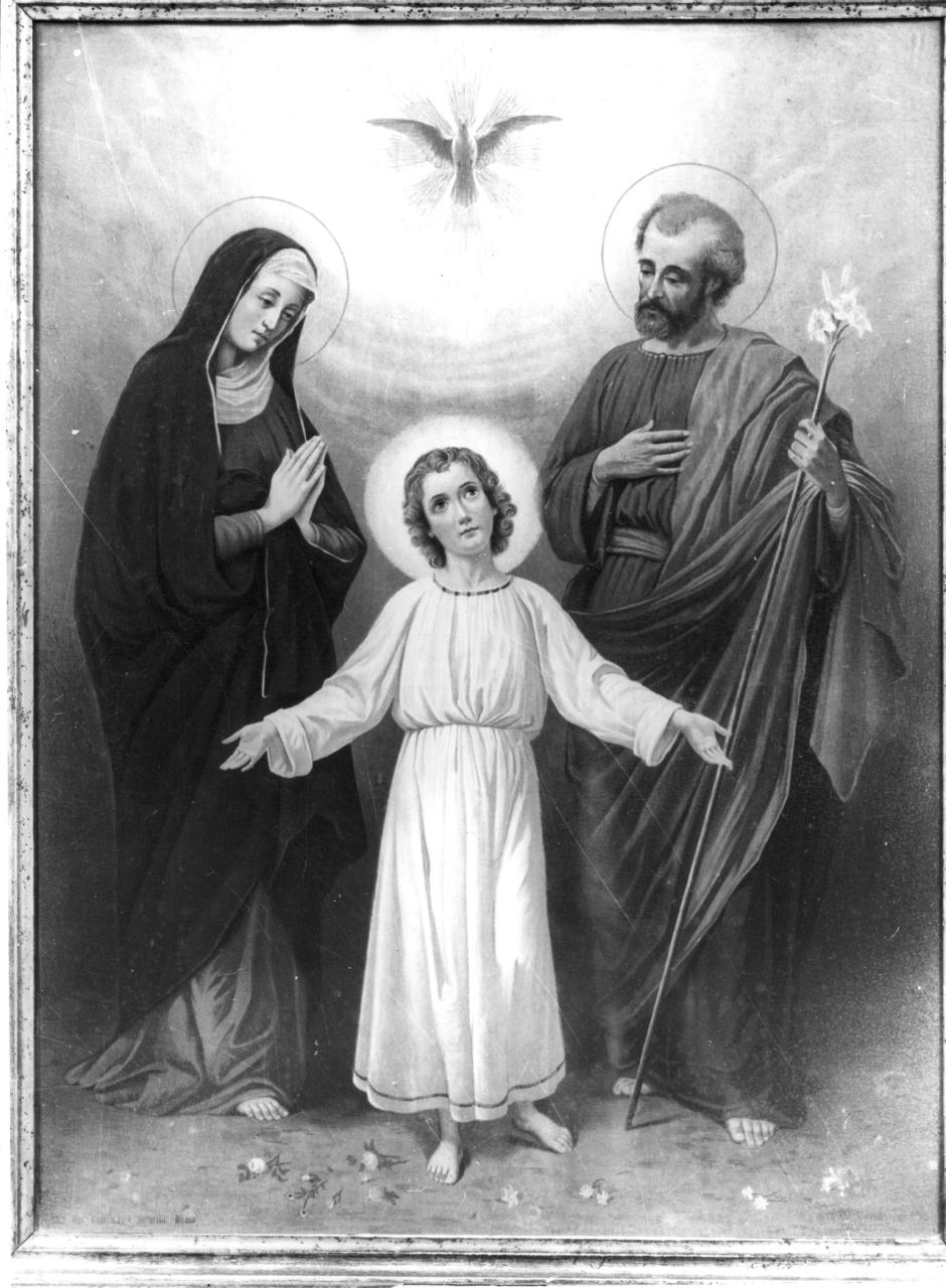 Sacra Famiglia e colomba dello Spirito Santo (stampa a colori) - ambito italiano (primo quarto sec. XX)