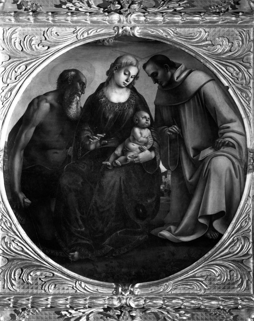 Madonna con Bambino tra San Girolamo e San Bernardo (dipinto) di Signorelli Luca (sec. XVI)