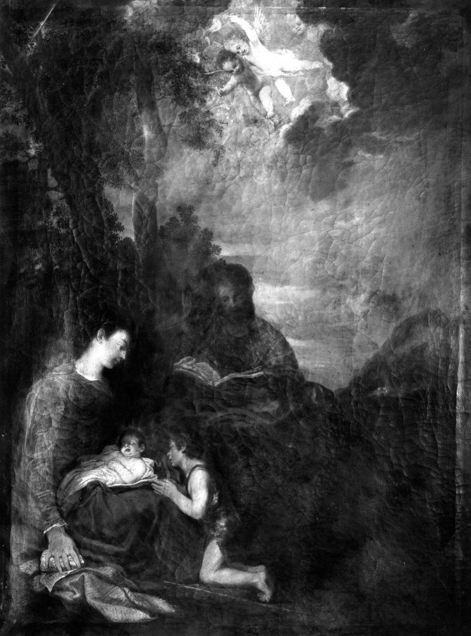 Sacra Famiglia con San Giovanni Battista bambino (dipinto) di Ferri Ciro (attribuito) (sec. XVII)