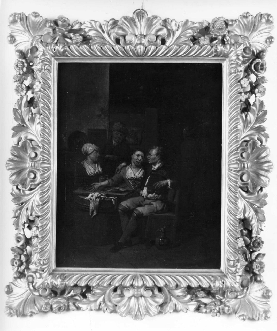 interno di osteria con figure (dipinto) - ambito olandese (prima metà sec. XVIII)