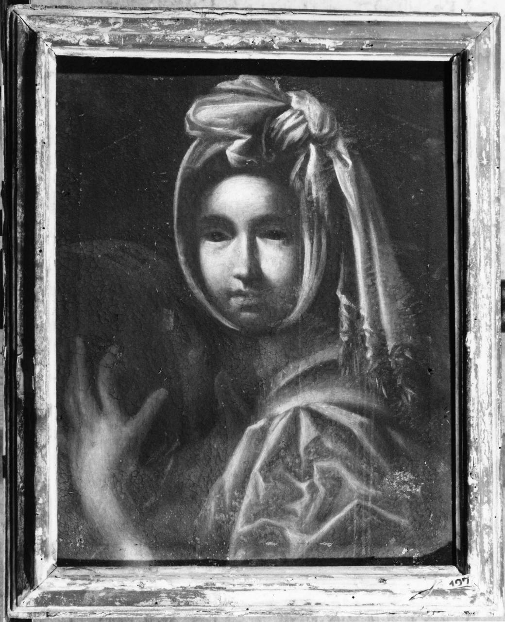 fanciulla con tamburello (dipinto) - ambito italiano (sec. XVIII)