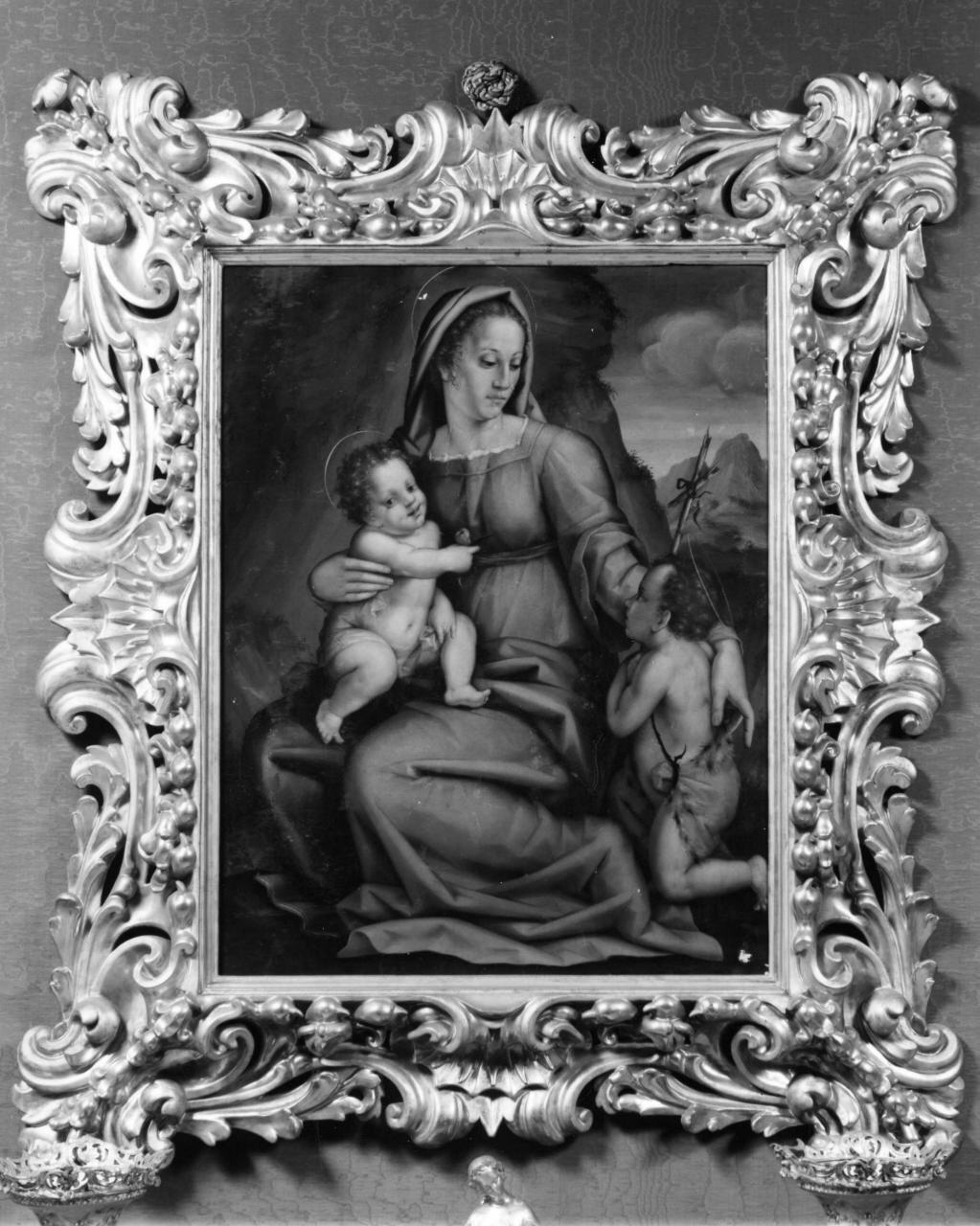 Madonna con Bambino e San Giovannino (dipinto) di Foschi Pier Francesco detto Piero Francia (attribuito) (sec. XVI)