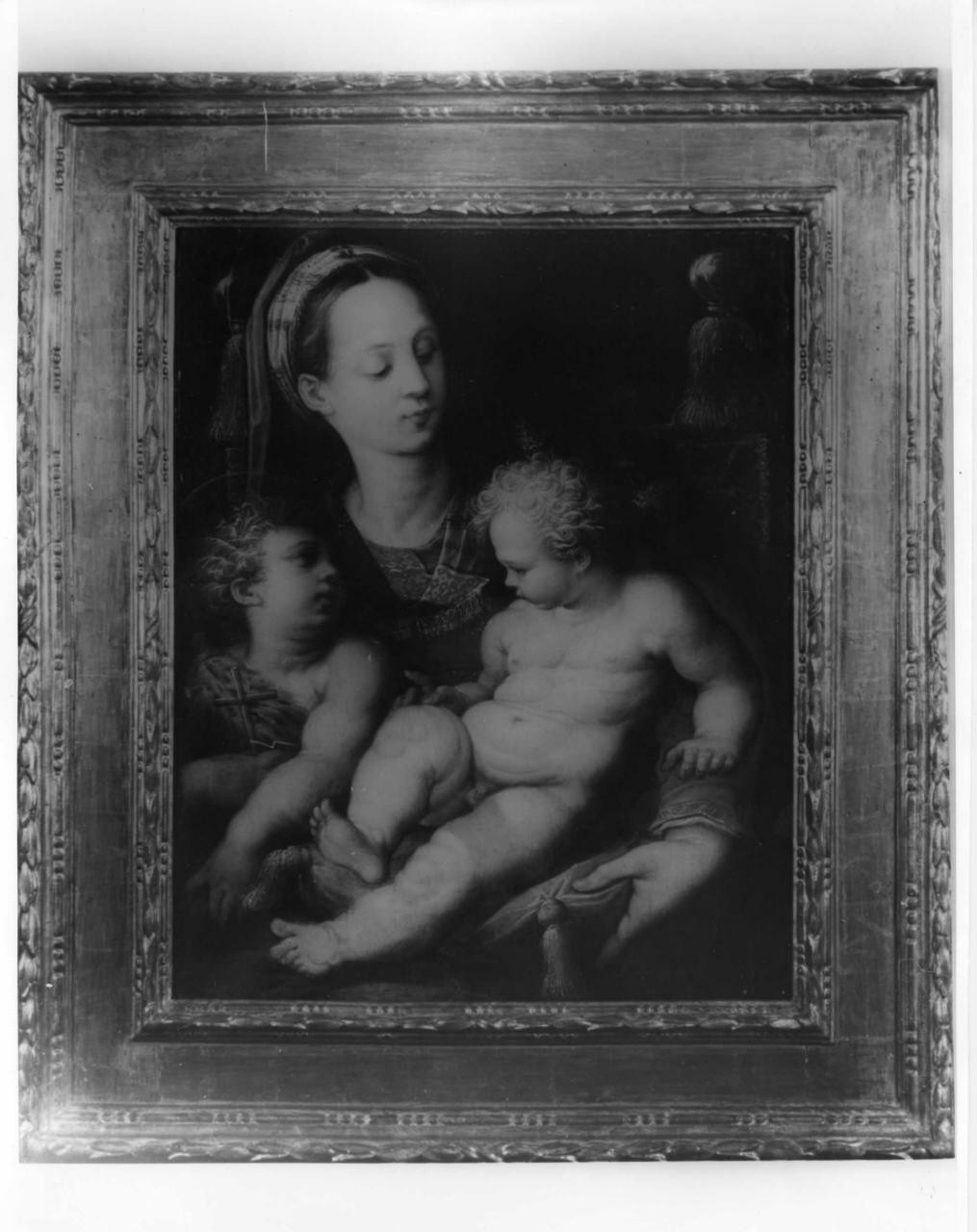 Madonna con Bambino e San Giovannino (dipinto) di Zucchi Jacopo (attribuito) (sec. XVI)