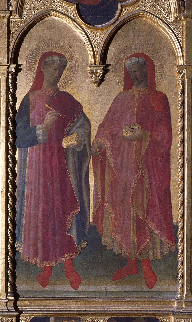 San Cosma e San Damiano (dipinto) di Manzini Andrea detto Andrea di Giusto (attribuito) (sec. XV)