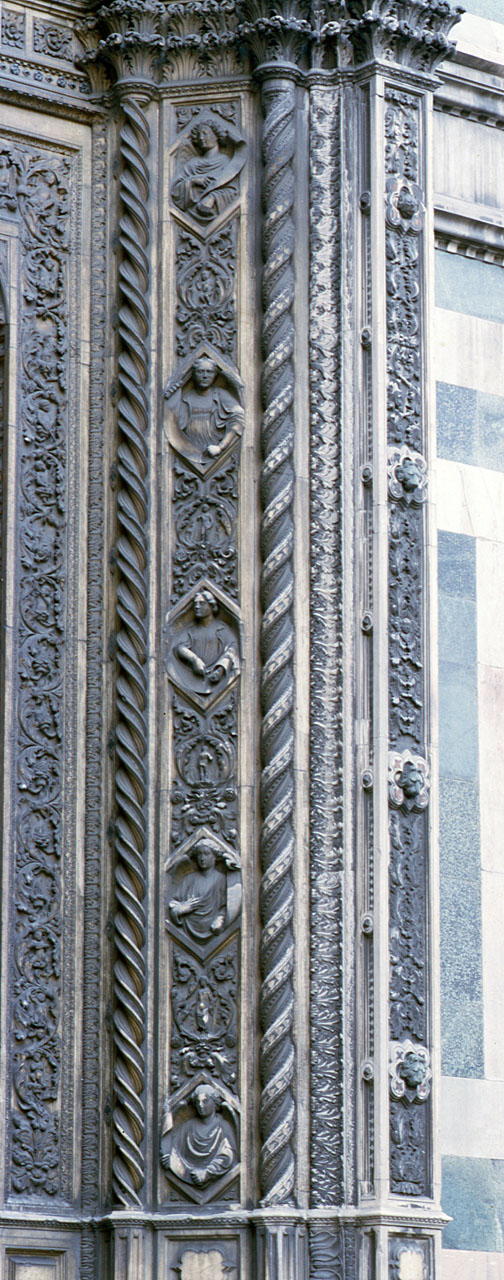 angeli, allegorie, cespi d'acanto (decorazione plastico-architettonica) di Lamberti Niccolò di Pietro detto Pela, Guidi Jacopo di Piero (sec. XIV)