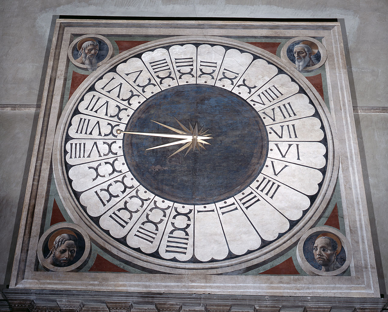 teste di profeti (?) entro clipei (mostra d'orologio) di Paolo Uccello (sec. XV)