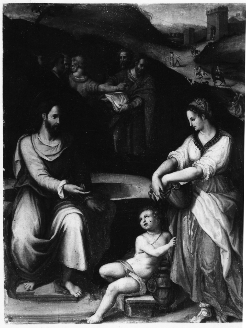 Cristo e la samaritana al pozzo (dipinto) - ambito fiorentino (ultimo quarto sec. XVI)