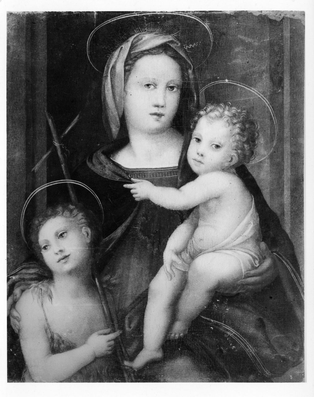 Madonna con Bambino e San Giovannino (dipinto) - ambito toscano (sec. XVI)