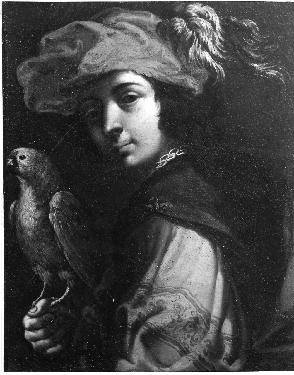 ritratto di giovane con pappagallo (dipinto) di Coccapani Sigismondo (attribuito) (sec. XVII)