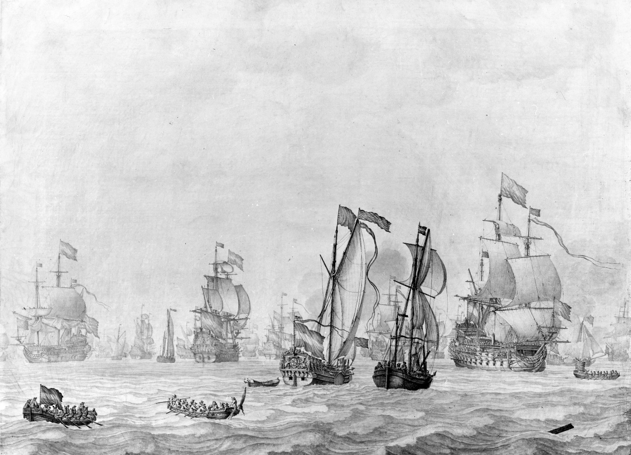 battaglia navale (dipinto) di Van de Velde Willem il Vecchio (sec. XVII)