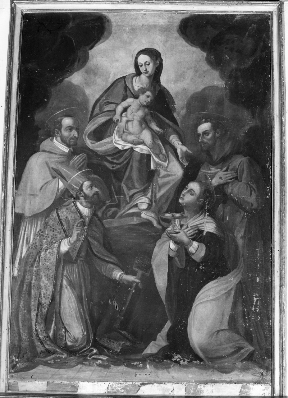 Madonna con Bambino tra San Carlo Borromeo, San Biagio, Sant'Agata e San Francesco d'Assisi (dipinto) - ambito toscano (seconda metà sec. XVII)