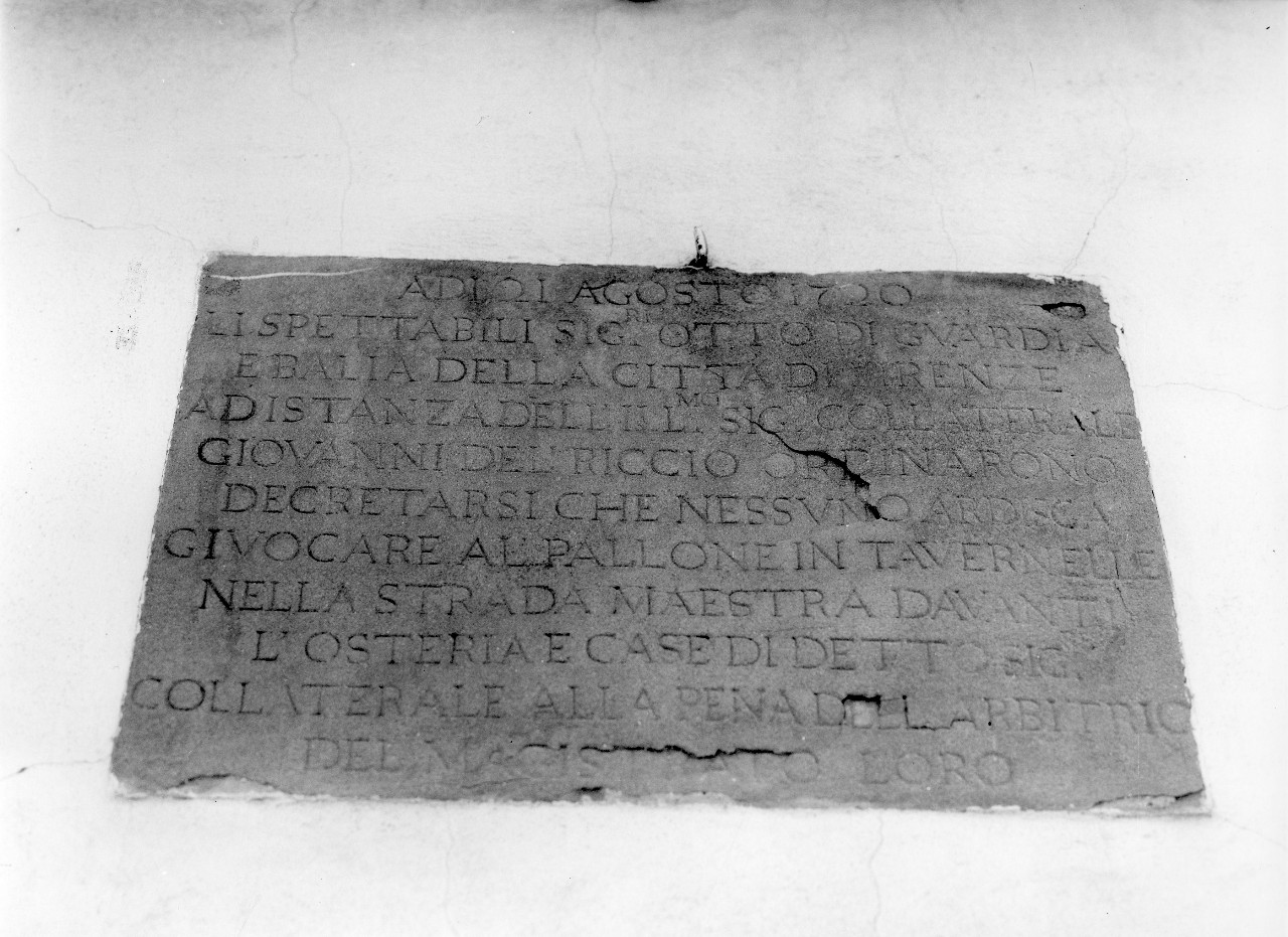 lapide prescrittiva - bottega toscana (sec. XVIII)