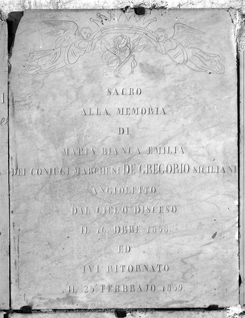 lapide commemorativa - produzione italiana (sec. XIX)