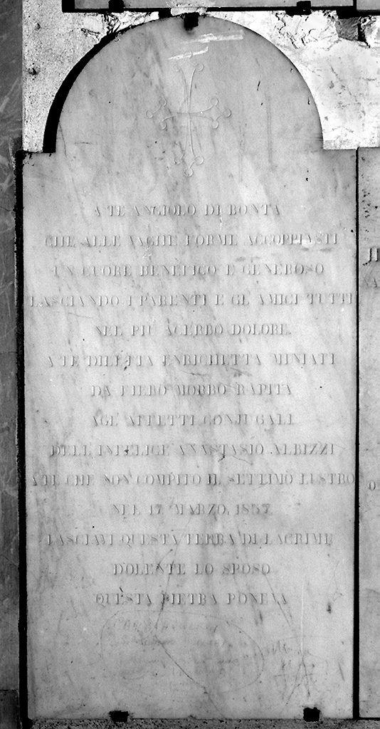 lapide commemorativa - produzione italiana (sec. XIX)