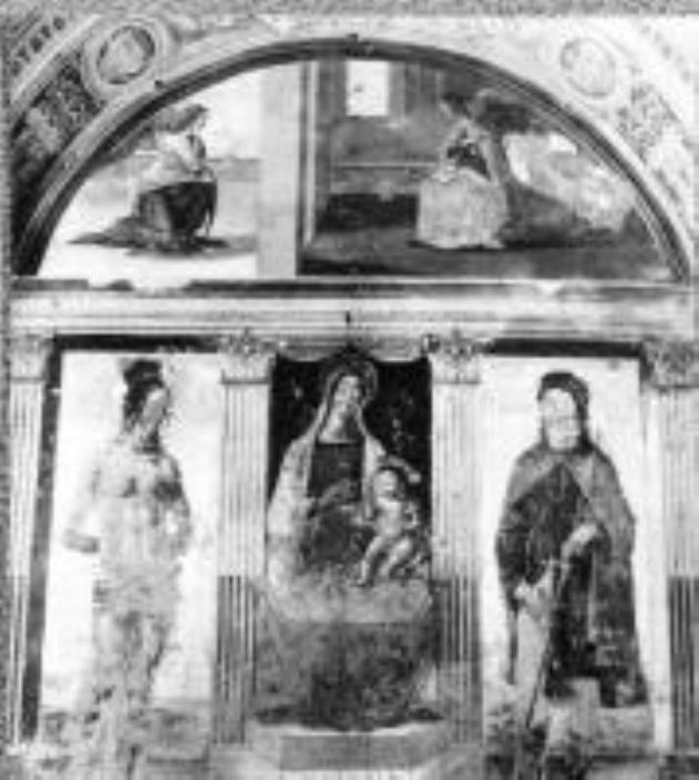 Madonna con Bambino e Santi (dipinto, elemento d'insieme) di Bigordi Domenico detto Domenico Ghirlandaio (maniera) (sec. XVI)