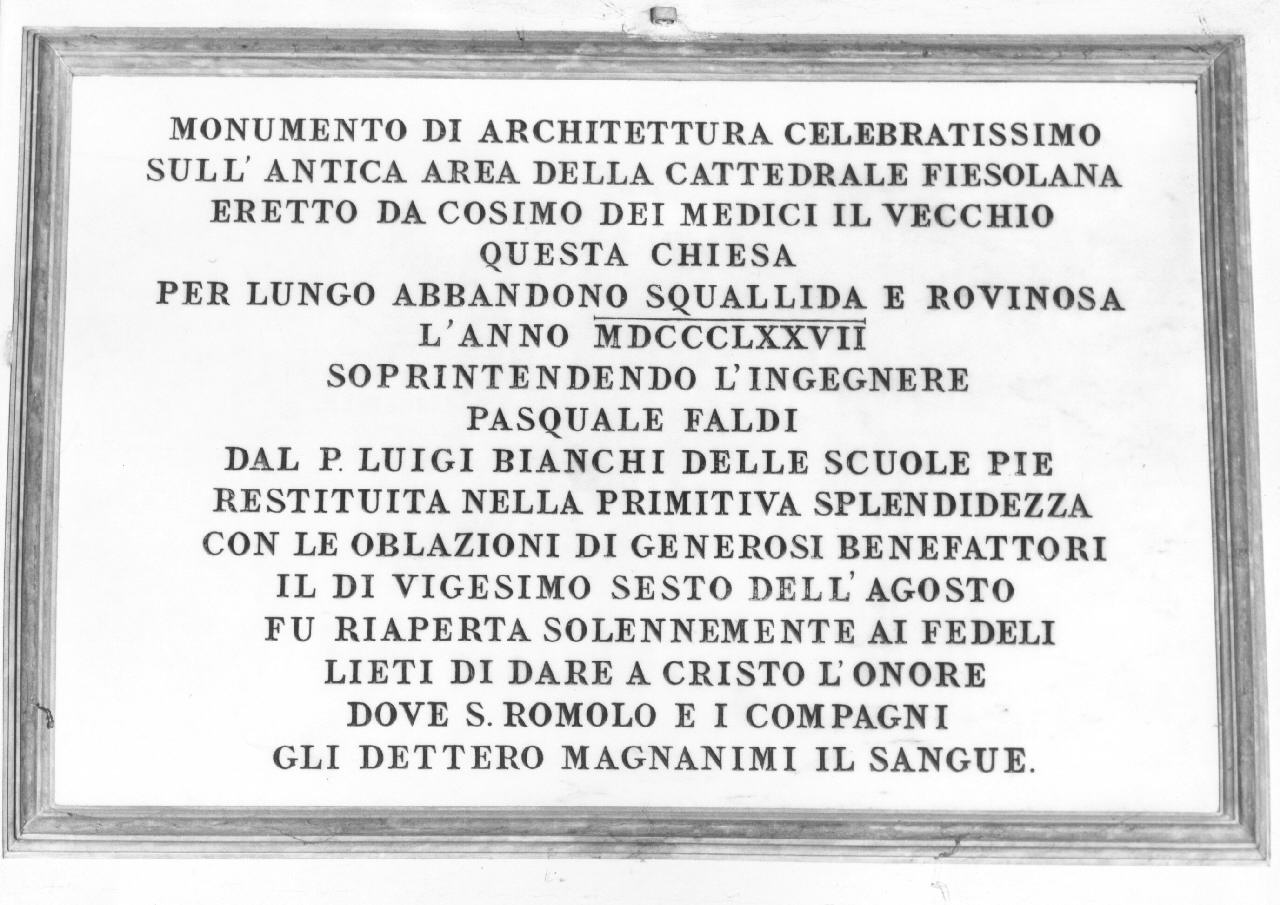 lapide commemorativa - bottega toscana (sec. XIX)