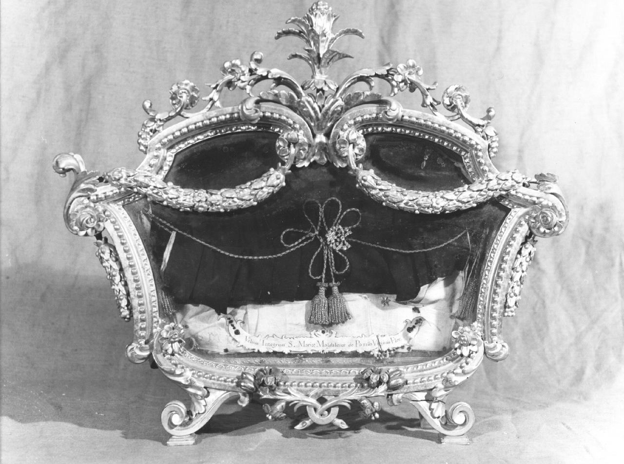 reliquiario a teca - a urna - bottega toscana (fine/inizio secc. XVIII/ XIX)