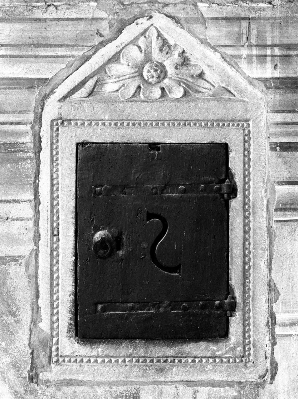 anta di armadietto per oli santi - manifattura toscana (prima metà sec. XVI)