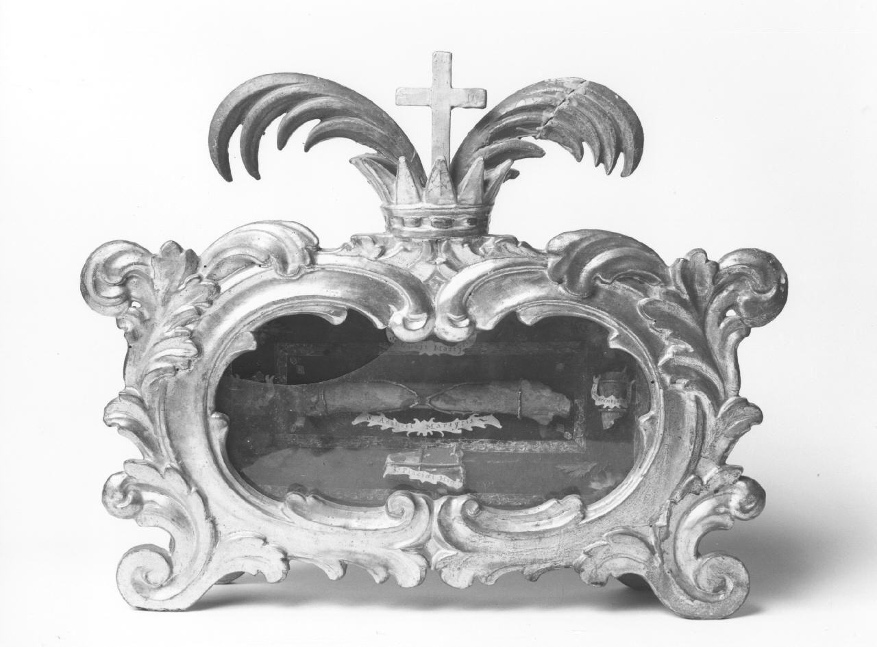 reliquiario a teca - a urna, coppia - manifattura toscana (seconda metà sec. XVIII)