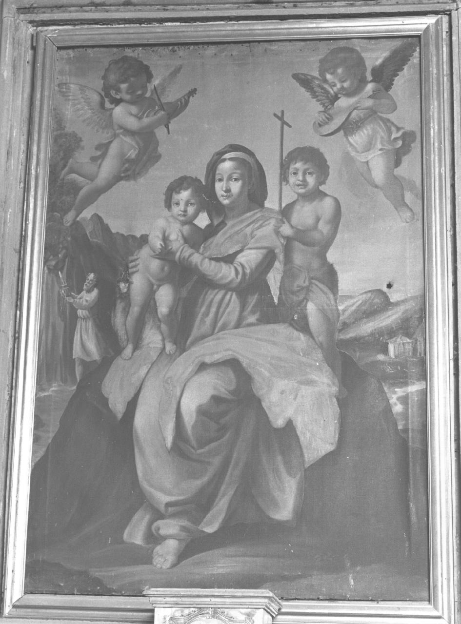 Madonna con Bambino e San Giovannino (dipinto) - manifattura toscana (secc. XVIII/ XIX)