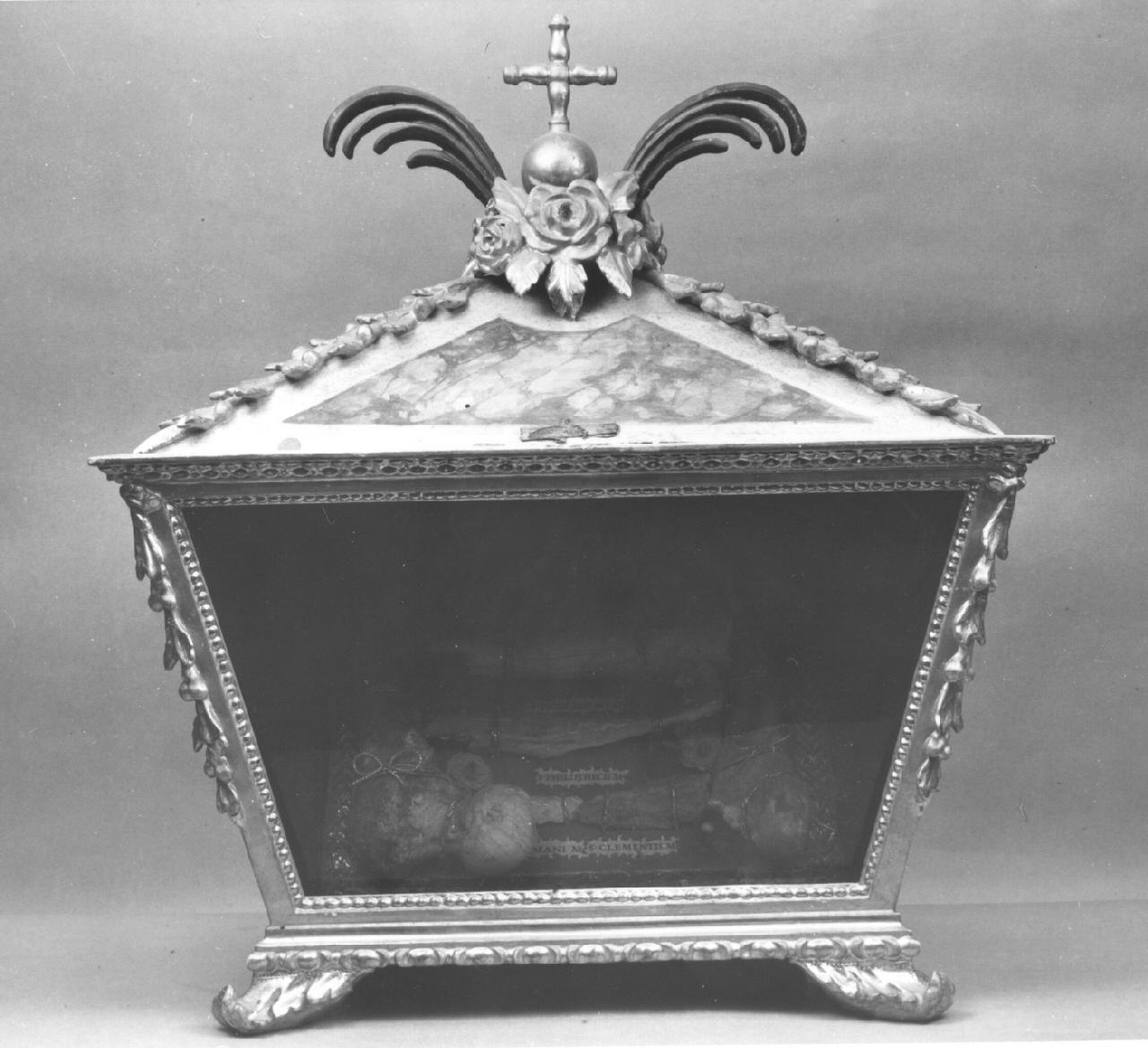 reliquiario a teca - a urna - bottega toscana (fine/inizio secc. XVIII/ XIX)