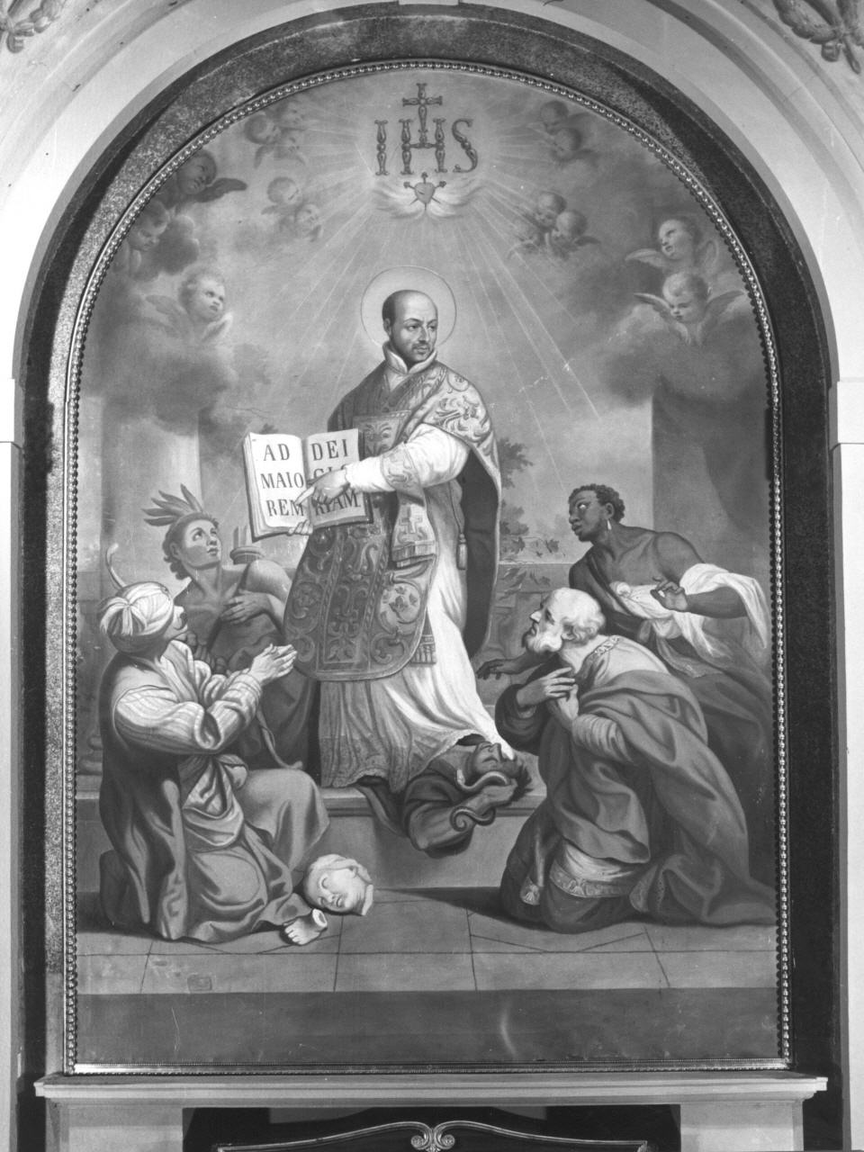 Sant'Ignazio di Loyola circondato dalle Nazioni (dipinto) di Gallés Sebastiano F (terzo quarto sec. XIX)