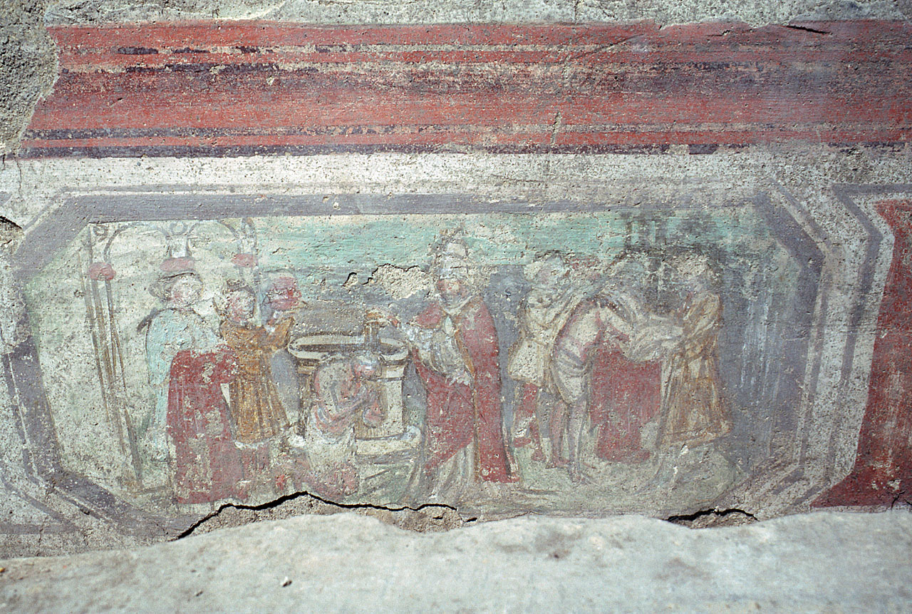 San Silvestro battezza l'imperatore Costantino (dipinto, frammento) di Maestro di Signa (sec. XV)