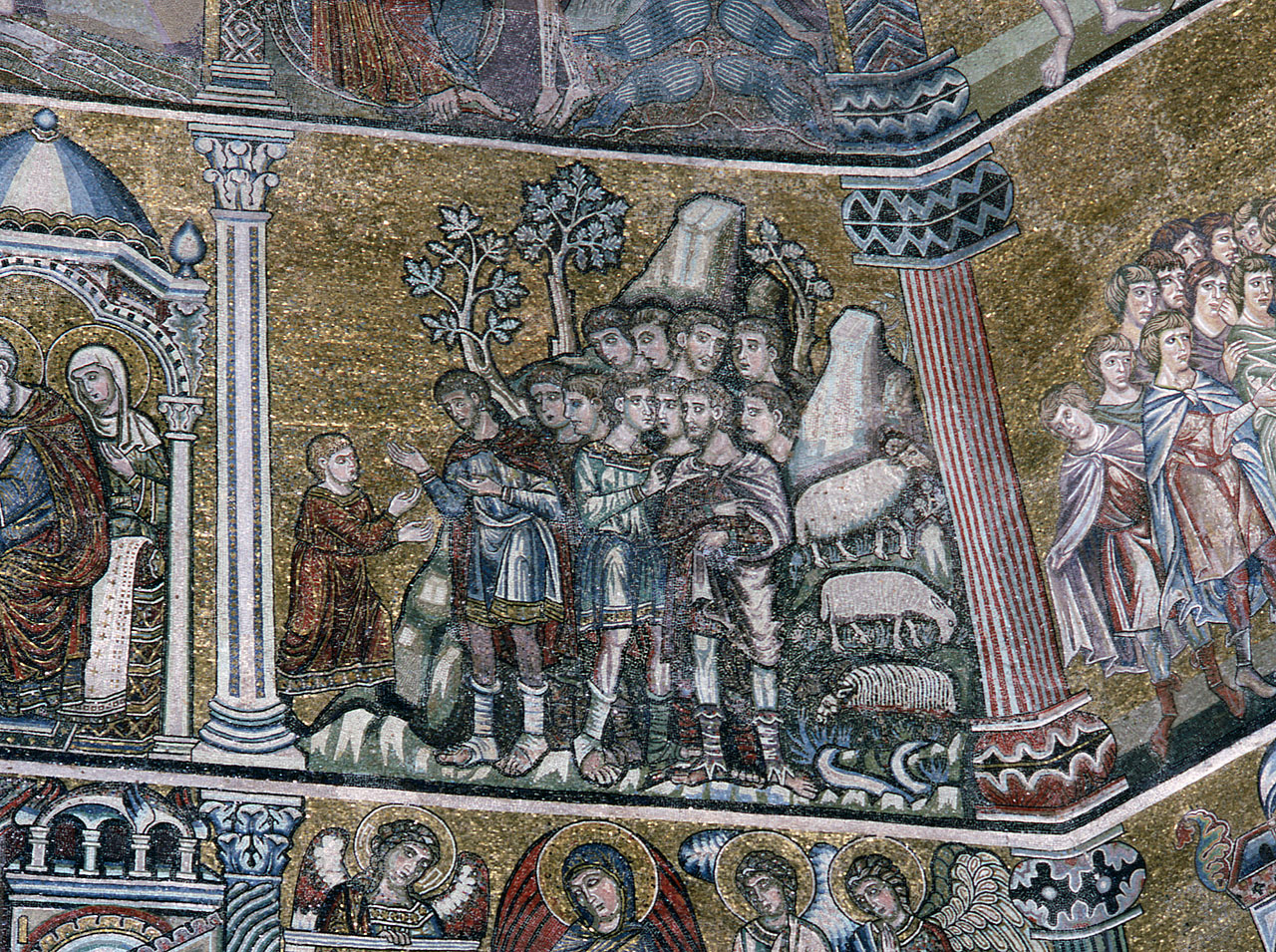 Giuseppe racconta i sogni ai fratelli (decorazione musiva) di Ultimo Maestro del Battistero (attribuito) (fine sec. XIII)