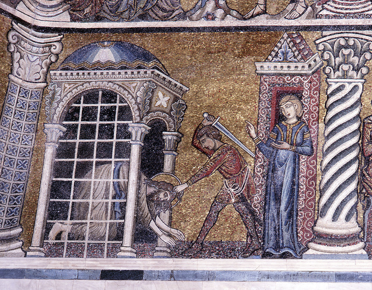 decapitazione di San Giovanni Battista (decorazione musiva) - bottega fiorentina (sec. XIII)