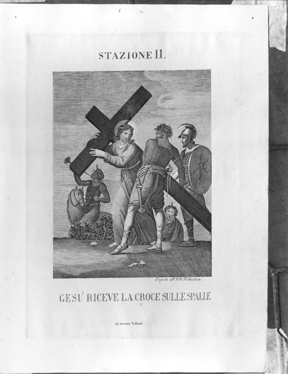 stazione II: Gesù caricato della croce (stampa) - ambito italiano (sec. XIX)