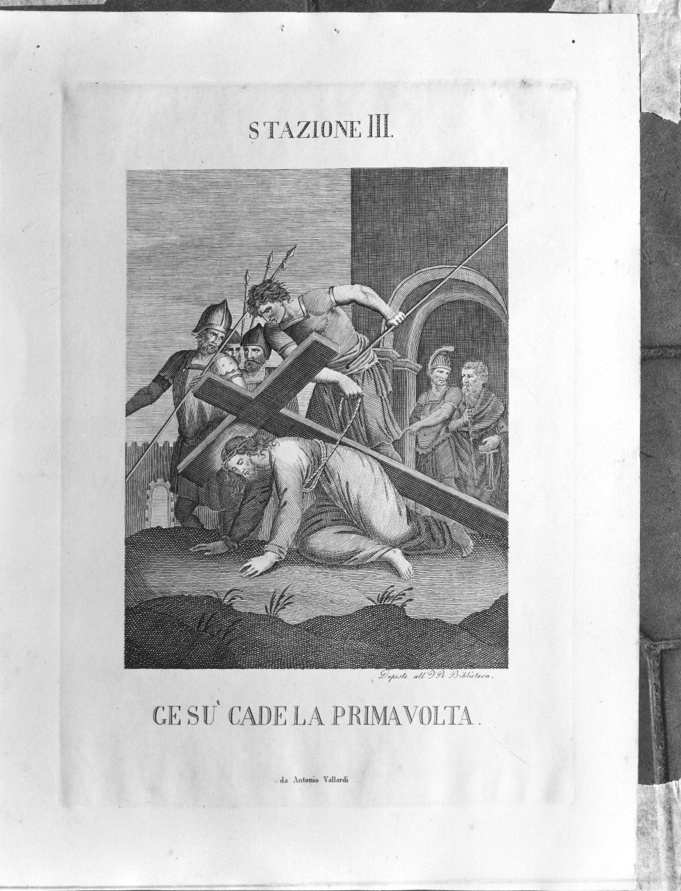 stazione III: Gesù cade sotto la croce la prima volta (stampa) - ambito italiano (sec. XIX)